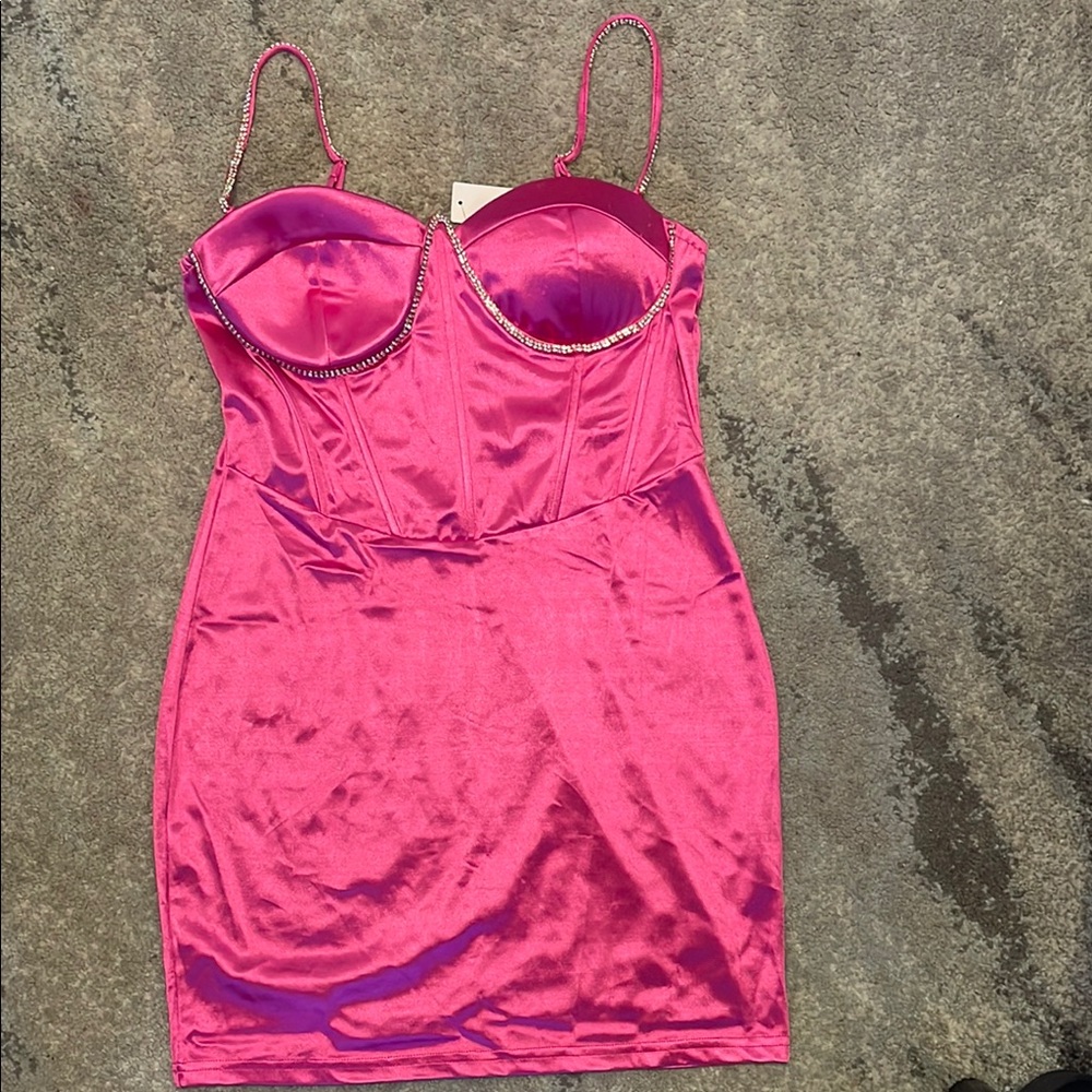 Pink Rhinestone-Trimmed Bustier Top - Picture 2 of 2